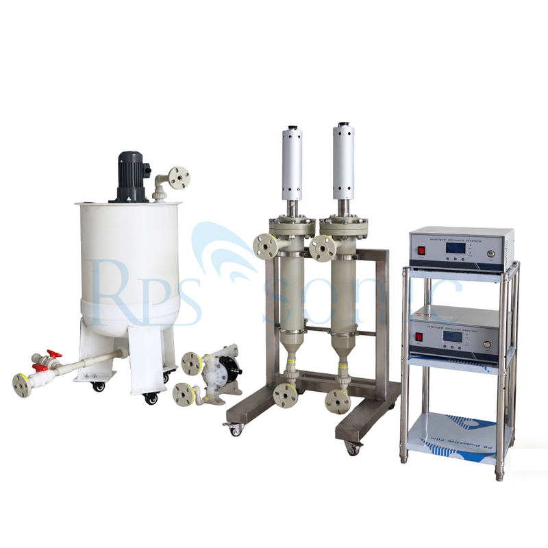 Customized Ultrasonic Homogenizer System 2-in-1 PP Reactor with Flow Cell for Strong Acid Reaction