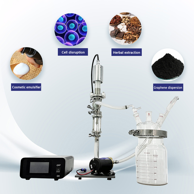 Laboratory Ultrasonic Cell Disruptor 2L glass tank Homogenizer Mixing Equipment with flow cell