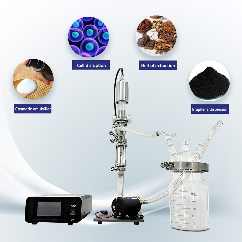 Laboratory Ultrasonic Cell Disruptor 2L glass tank Homogenizer Mixing Equipment with flow cell