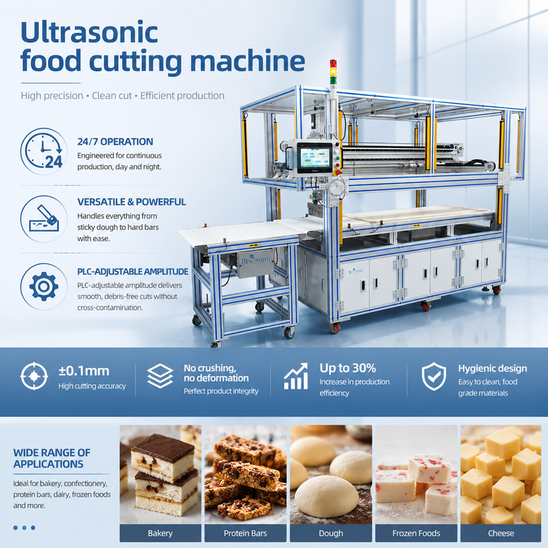 Ultrasonic Cake Cutting Machine Bread Cutter with Conveyor Belt